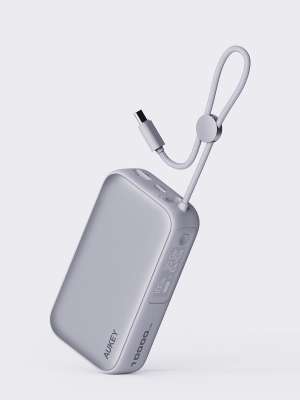 Aukey Spark Sling PB-Y47 10000 mAh 30 W Kompaktní Powerbanka s kabelem USB-C, bílá
