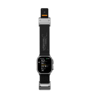 Aulumu A11 Mag Buckle Slim řemínek pro Apple Watch, stříbrná spona, černý pásek