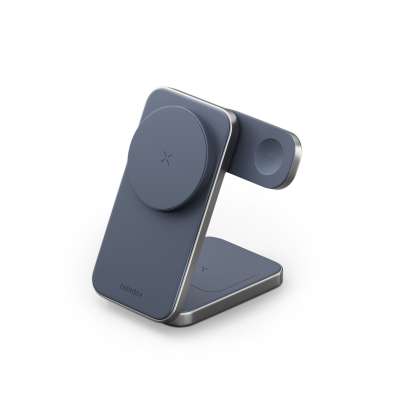 ENERGEA MagTrio Plus bezdrátová nabíječka 3v1 Qi2, Blue
