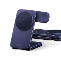 ENERGEA MagTrio 2 skládací bezdrátová nabíječka 3v1 Qi2, Indigo blue