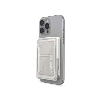SKINARMA NEXUS MECHA magnetická powerbanka se stojánkem 5000 mAh světle šedá