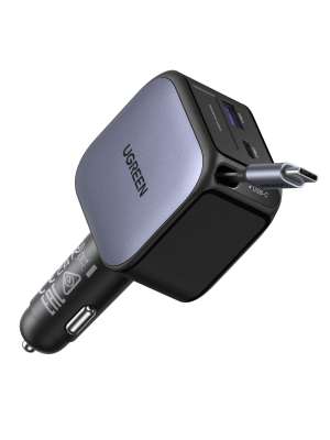 UGREEN 5512B Rychlonabíječka do auta s výsuvným kabelem USB-C 60W
