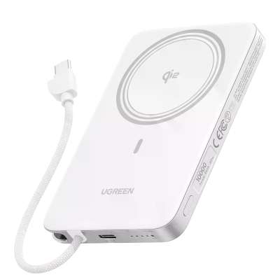 UGREEN 75983B MagFlow Air Magnetická Power Banka 10000mAh, Qi2 15W, bílá