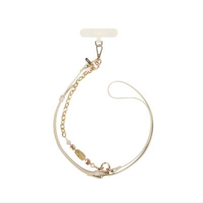 UNIQ COEHL Caryne 2v1 univerzální šňůrka na krk a poutko na ruku na mobilní telefon, Cream